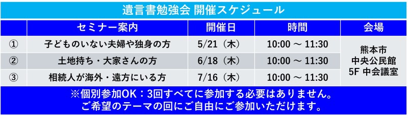 遺言書勉強会スケジュール