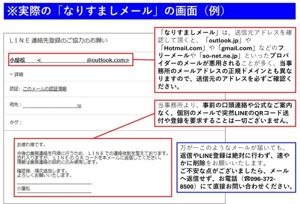 なりすましメールの例