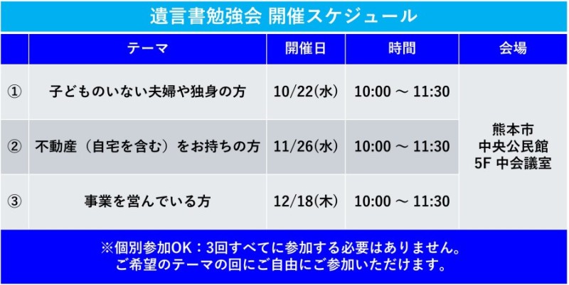 遺言書勉強会のご案内(令和7年10月~12月開催分)